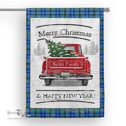 Tartan House Flag Vintage Red Truck with Christmas Tree Family Scottish Clan Keith Tartan Flag, Tartan Garden Flag, Tartan House Flag, Tartan Flag, Crest Garden Flag, Garden Flag, Ireland Garden Flag, Family Crest, Custom Flag, Custom Garden Flag, Ireland Custom Flag, Clan Tartan Flags