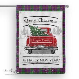 Tartan House Flag Vintage Red Truck with Christmas Tree Family Scottish Clan Logan Tartan Flag, Tartan Garden Flag, Tartan House Flag, Tartan Flag, Crest Garden Flag, Garden Flag, Ireland Garden Flag, Family Crest, Custom Flag, Custom Garden Flag, Ireland Custom Flag, Clan Tartan Flags