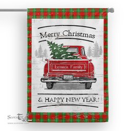 Tartan House Flag Vintage Red Truck with Christmas Tree Family Scottish Clan Lennox Tartan Flag, Tartan Garden Flag, Tartan House Flag, Tartan Flag, Crest Garden Flag, Garden Flag, Ireland Garden Flag, Family Crest, Custom Flag, Custom Garden Flag, Ireland Custom Flag, Clan Tartan Flags