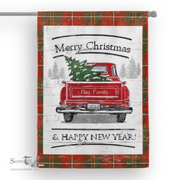 Tartan House Flag Vintage Red Truck with Christmas Tree Family Scottish Clan Hay Tartan Flag, Tartan Garden Flag, Tartan House Flag, Tartan Flag, Crest Garden Flag, Garden Flag, Ireland Garden Flag, Family Crest, Custom Flag, Custom Garden Flag, Ireland Custom Flag, Clan Tartan Flags