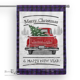 Tartan House Flag Vintage Red Truck with Christmas Tree Family Scottish Clan Horsburgh Tartan Flag, Tartan Garden Flag, Tartan House Flag, Tartan Flag, Crest Garden Flag, Garden Flag, Ireland Garden Flag, Family Crest, Custom Flag, Custom Garden Flag, Ireland Custom Flag, Clan Tartan Flags