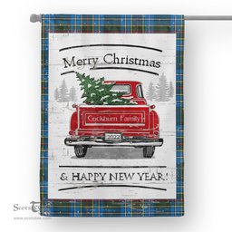 Tartan House Flag Vintage Red Truck with Christmas Tree Family Scottish Clan Cockburn Tartan Flag, Tartan Garden Flag, Tartan House Flag, Tartan Flag, Crest Garden Flag, Garden Flag, Ireland Garden Flag, Family Crest, Custom Flag, Custom Garden Flag, Ireland Custom Flag, Clan Tartan Flags