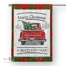 Tartan House Flag Vintage Red Truck with Christmas Tree Family Scottish Clan Comyn Red Tartan Flag, Tartan Garden Flag, Tartan House Flag, Tartan Flag, Crest Garden Flag, Garden Flag, Ireland Garden Flag, Family Crest, Custom Flag, Custom Garden Flag, Ireland Custom Flag, Clan Tartan Flags
