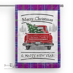 Tartan House Flag Vintage Red Truck with Christmas Tree Family Scottish Clan Jackson Tartan Flag, Tartan Garden Flag, Tartan House Flag, Tartan Flag, Crest Garden Flag, Garden Flag, Ireland Garden Flag, Family Crest, Custom Flag, Custom Garden Flag, Ireland Custom Flag, Clan Tartan Flags