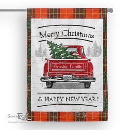 Tartan House Flag Vintage Red Truck with Christmas Tree Family Scottish Clan Crosby Tartan Flag, Tartan Garden Flag, Tartan House Flag, Tartan Flag, Crest Garden Flag, Garden Flag, Ireland Garden Flag, Family Crest, Custom Flag, Custom Garden Flag, Ireland Custom Flag, Clan Tartan Flags