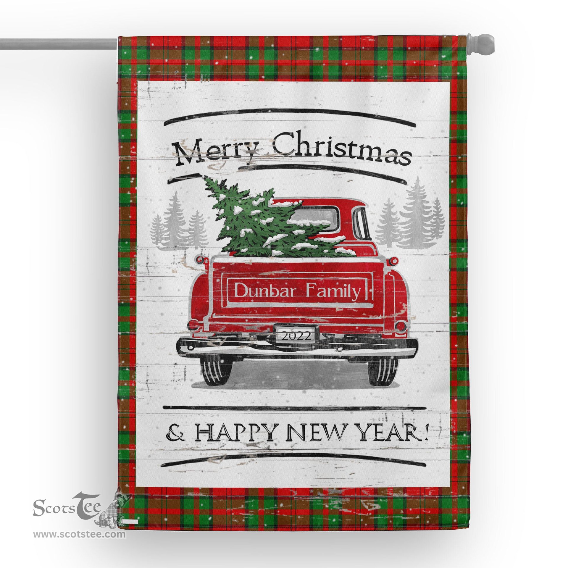 Tartan House Flag Vintage Red Truck with Christmas Tree Family Scottish Clan Dunbar Tartan Flag, Tartan Garden Flag, Tartan House Flag, Tartan Flag, Crest Garden Flag, Garden Flag, Ireland Garden Flag, Family Crest, Custom Flag, Custom Garden Flag, Ireland Custom Flag, Clan Tartan Flags