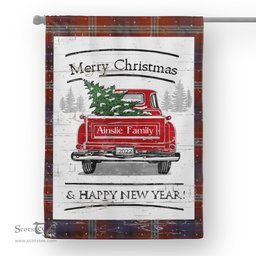 Tartan House Flag Vintage Red Truck with Christmas Tree Family Scottish Clan Ainslie Ancient Tartan Flag, Tartan Garden Flag, Tartan House Flag, Tartan Flag, Crest Garden Flag, Garden Flag, Ireland Garden Flag, Family Crest, Custom Flag, Custom Garden Flag, Ireland Custom Flag, Clan Tartan Flags