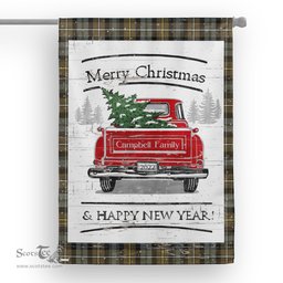 Tartan House Flag Vintage Red Truck with Christmas Tree Family Scottish Clan Campbell Argyll Weathered Tartan Flag, Tartan Garden Flag, Tartan House Flag, Tartan Flag, Crest Garden Flag, Garden Flag, Ireland Garden Flag, Family Crest, Custom Flag, Custom Garden Flag, Ireland Custom Flag, Clan Tartan Flags