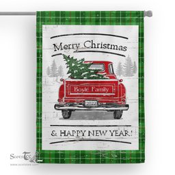 Tartan House Flag Vintage Red Truck with Christmas Tree Family Scottish Clan Boyle Tartan Flag, Tartan Garden Flag, Tartan House Flag, Tartan Flag, Crest Garden Flag, Garden Flag, Ireland Garden Flag, Family Crest, Custom Flag, Custom Garden Flag, Ireland Custom Flag, Clan Tartan Flags