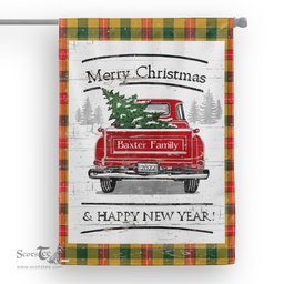 Tartan House Flag Vintage Red Truck with Christmas Tree Family Scottish Clan Baxter Tartan Flag, Tartan Garden Flag, Tartan House Flag, Tartan Flag, Crest Garden Flag, Garden Flag, Ireland Garden Flag, Family Crest, Custom Flag, Custom Garden Flag, Ireland Custom Flag, Clan Tartan Flags