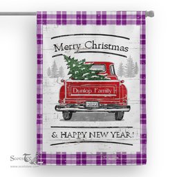 Tartan House Flag Vintage Red Truck with Christmas Tree Family Scottish Clan Dunlop Dress Tartan Flag, Tartan Garden Flag, Tartan House Flag, Tartan Flag, Crest Garden Flag, Garden Flag, Ireland Garden Flag, Family Crest, Custom Flag, Custom Garden Flag, Ireland Custom Flag, Clan Tartan Flags