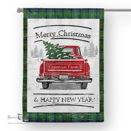 Tartan House Flag Vintage Red Truck with Christmas Tree Family Scottish Clan Cranstoun Tartan Flag, Tartan Garden Flag, Tartan House Flag, Tartan Flag, Crest Garden Flag, Garden Flag, Ireland Garden Flag, Family Crest, Custom Flag, Custom Garden Flag, Ireland Custom Flag, Clan Tartan Flags