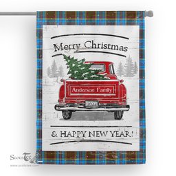 Tartan House Flag Vintage Red Truck with Christmas Tree Family Scottish Clan Anderson Tartan Flag, Tartan Garden Flag, Tartan House Flag, Tartan Flag, Crest Garden Flag, Garden Flag, Ireland Garden Flag, Family Crest, Custom Flag, Custom Garden Flag, Ireland Custom Flag, Clan Tartan Flags