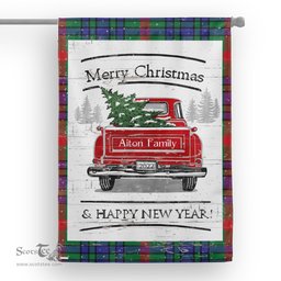 Tartan House Flag Vintage Red Truck with Christmas Tree Family Scottish Clan Aiton Tartan Flag, Tartan Garden Flag, Tartan House Flag, Tartan Flag, Crest Garden Flag, Garden Flag, Ireland Garden Flag, Family Crest, Custom Flag, Custom Garden Flag, Ireland Custom Flag, Clan Tartan Flags