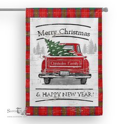 Tartan House Flag Vintage Red Truck with Christmas Tree Family Scottish Clan Chisholm Tartan Flag, Tartan Garden Flag, Tartan House Flag, Tartan Flag, Crest Garden Flag, Garden Flag, Ireland Garden Flag, Family Crest, Custom Flag, Custom Garden Flag, Ireland Custom Flag, Clan Tartan Flags