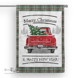 Tartan House Flag Vintage Red Truck with Christmas Tree Family Scottish Clan Craig Tartan Flag, Tartan Garden Flag, Tartan House Flag, Tartan Flag, Crest Garden Flag, Garden Flag, Ireland Garden Flag, Family Crest, Custom Flag, Custom Garden Flag, Ireland Custom Flag, Clan Tartan Flags