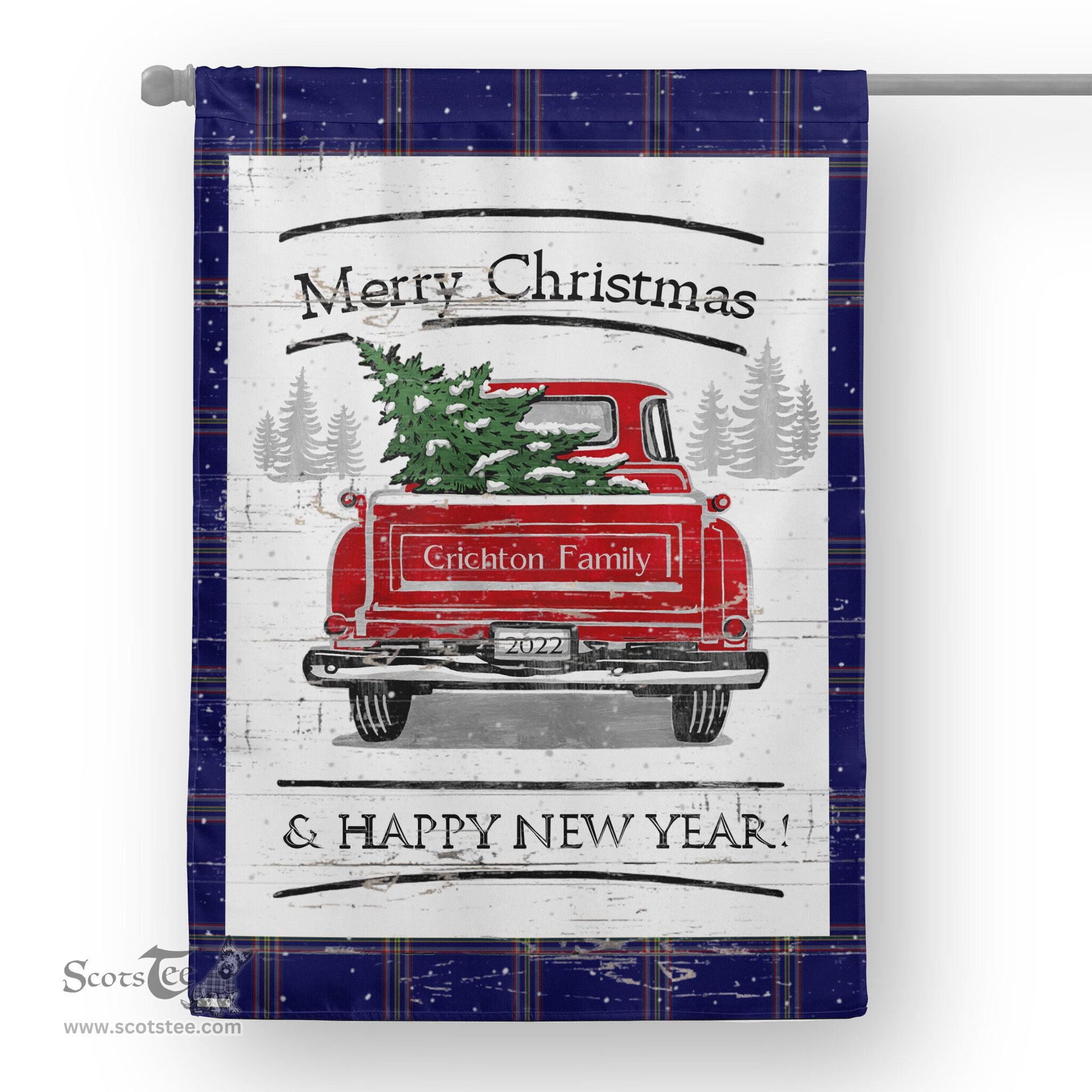 Tartan House Flag Vintage Red Truck with Christmas Tree Family Scottish Clan Crichton Tartan Flag, Tartan Garden Flag, Tartan House Flag, Tartan Flag, Crest Garden Flag, Garden Flag, Ireland Garden Flag, Family Crest, Custom Flag, Custom Garden Flag, Ireland Custom Flag, Clan Tartan Flags