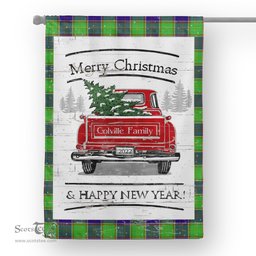 Tartan House Flag Vintage Red Truck with Christmas Tree Family Scottish Clan Colville Tartan Flag, Tartan Garden Flag, Tartan House Flag, Tartan Flag, Crest Garden Flag, Garden Flag, Ireland Garden Flag, Family Crest, Custom Flag, Custom Garden Flag, Ireland Custom Flag, Clan Tartan Flags
