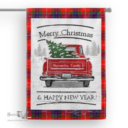Tartan House Flag Vintage Red Truck with Christmas Tree Family Scottish Clan Abernethy Tartan Flag, Tartan Garden Flag, Tartan House Flag, Tartan Flag, Crest Garden Flag, Garden Flag, Ireland Garden Flag, Family Crest, Custom Flag, Custom Garden Flag, Ireland Custom Flag, Clan Tartan Flags