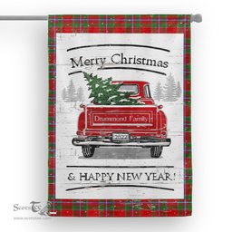 Tartan House Flag Vintage Red Truck with Christmas Tree Family Scottish Clan Drummond Of Perth Tartan Flag, Tartan Garden Flag, Tartan House Flag, Tartan Flag, Crest Garden Flag, Garden Flag, Ireland Garden Flag, Family Crest, Custom Flag, Custom Garden Flag, Ireland Custom Flag, Clan Tartan Flags
