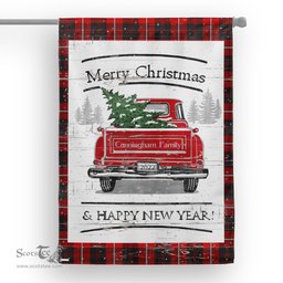Tartan House Flag Vintage Red Truck with Christmas Tree Family Scottish Clan Cunningham Tartan Flag, Tartan Garden Flag, Tartan House Flag, Tartan Flag, Crest Garden Flag, Garden Flag, Ireland Garden Flag, Family Crest, Custom Flag, Custom Garden Flag, Ireland Custom Flag, Clan Tartan Flags
