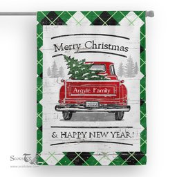 Tartan House Flag Vintage Red Truck with Christmas Tree Family Scottish Clan Argyle Diagonal Diamond Tartan Flag, Tartan Garden Flag, Tartan House Flag, Tartan Flag, Crest Garden Flag, Garden Flag, Ireland Garden Flag, Family Crest, Custom Flag, Custom Garden Flag, Ireland Custom Flag, Clan Tartan Flags