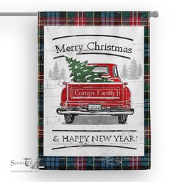 Tartan House Flag Vintage Red Truck with Christmas Tree Family Scottish Clan Comyn Tartan Flag, Tartan Garden Flag, Tartan House Flag, Tartan Flag, Crest Garden Flag, Garden Flag, Ireland Garden Flag, Family Crest, Custom Flag, Custom Garden Flag, Ireland Custom Flag, Clan Tartan Flags