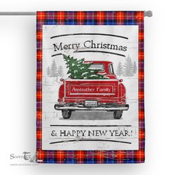Tartan House Flag Vintage Red Truck with Christmas Tree Family Scottish Clan Anstruther Tartan Flag, Tartan Garden Flag, Tartan House Flag, Tartan Flag, Crest Garden Flag, Garden Flag, Ireland Garden Flag, Family Crest, Custom Flag, Custom Garden Flag, Ireland Custom Flag, Clan Tartan Flags