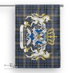 Scotstee Shop Tartan Garden Flag MacDowall Tartan Flag Clan Badge With Lion Scottish Tartan House Flag