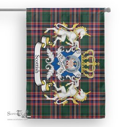 Scotstee Shop Tartan Garden Flag MacFarlane Tartan Flag Clan Badge With Lion Scottish Tartan House Flag