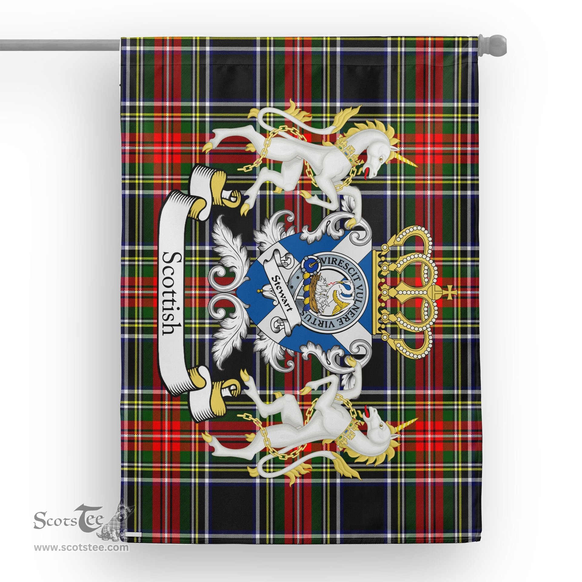 Scotstee Shop Tartan Garden Flag Stewart High Stewards Tartan Flag Clan Badge With Lion Scottish Tartan House Flag
