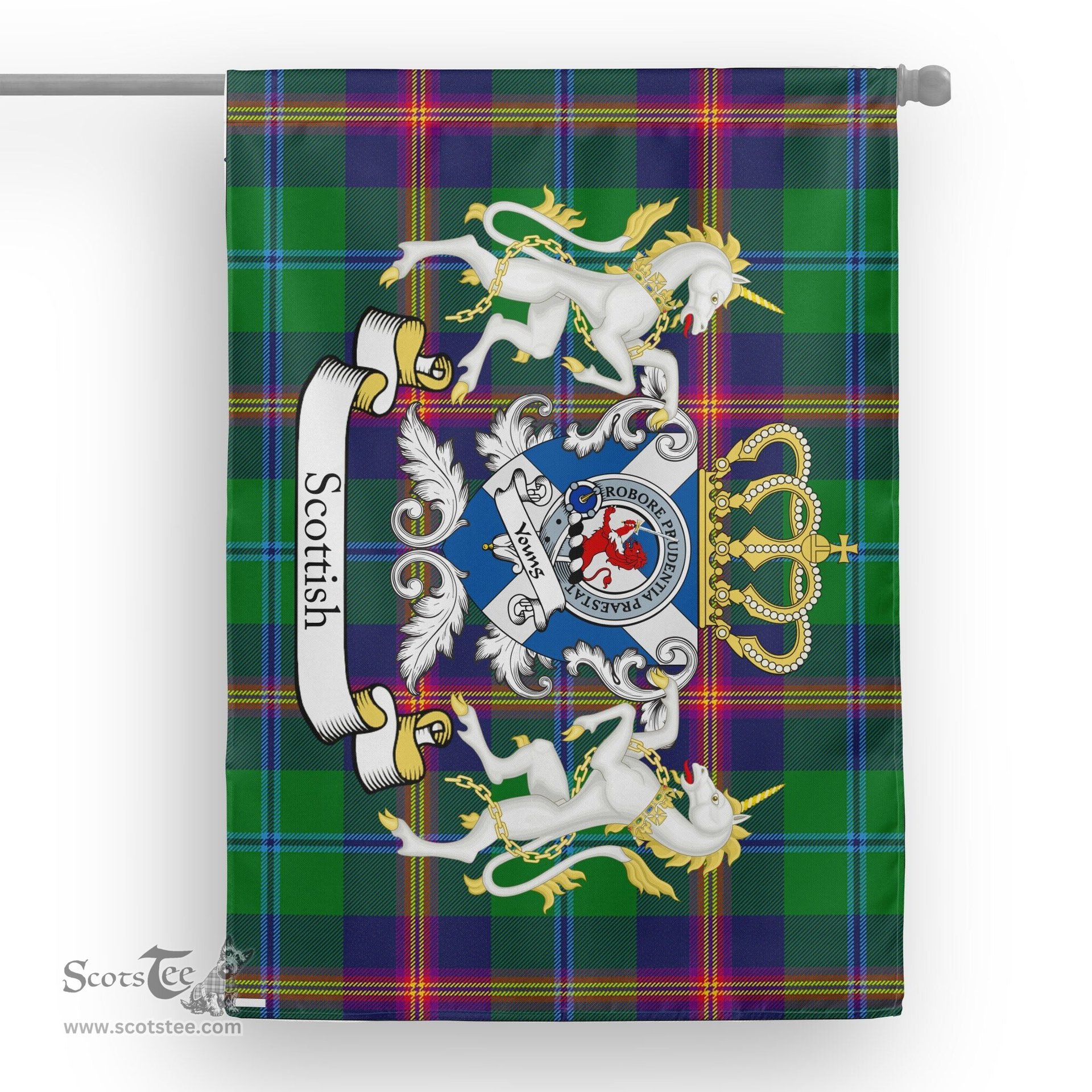 Scotstee Shop Tartan Garden Flag Young Tartan Flag Clan Badge With Lion Scottish Tartan House Flag