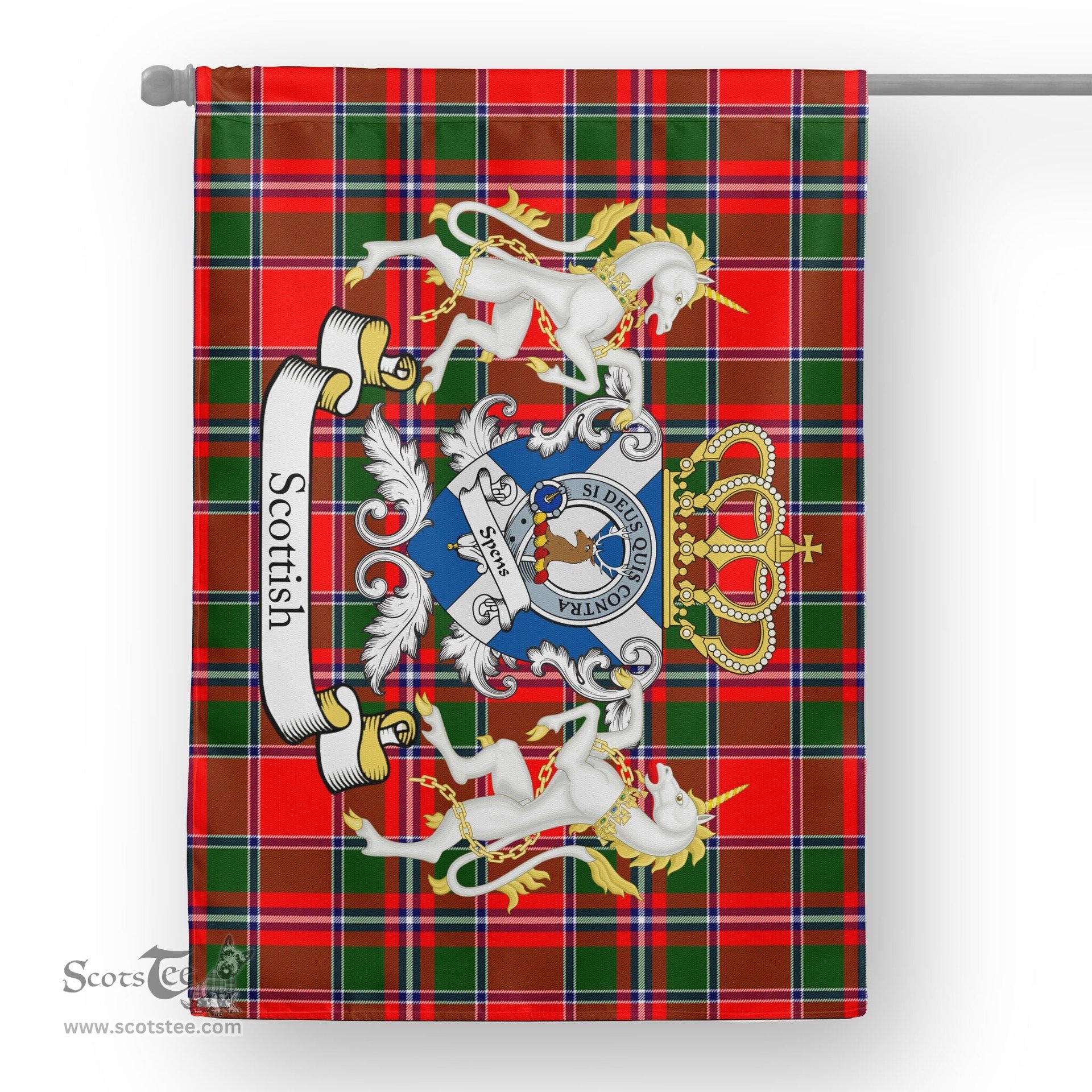 Scotstee Shop Tartan Garden Flag Spens Tartan Flag Clan Badge With Lion Scottish Tartan House Flag