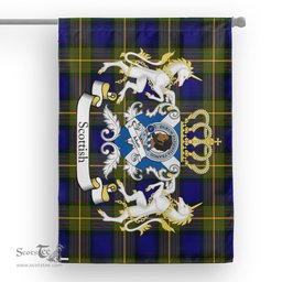 Scotstee Shop Tartan Garden Flag Muir Tartan Flag Clan Badge With Lion Scottish Tartan House Flag