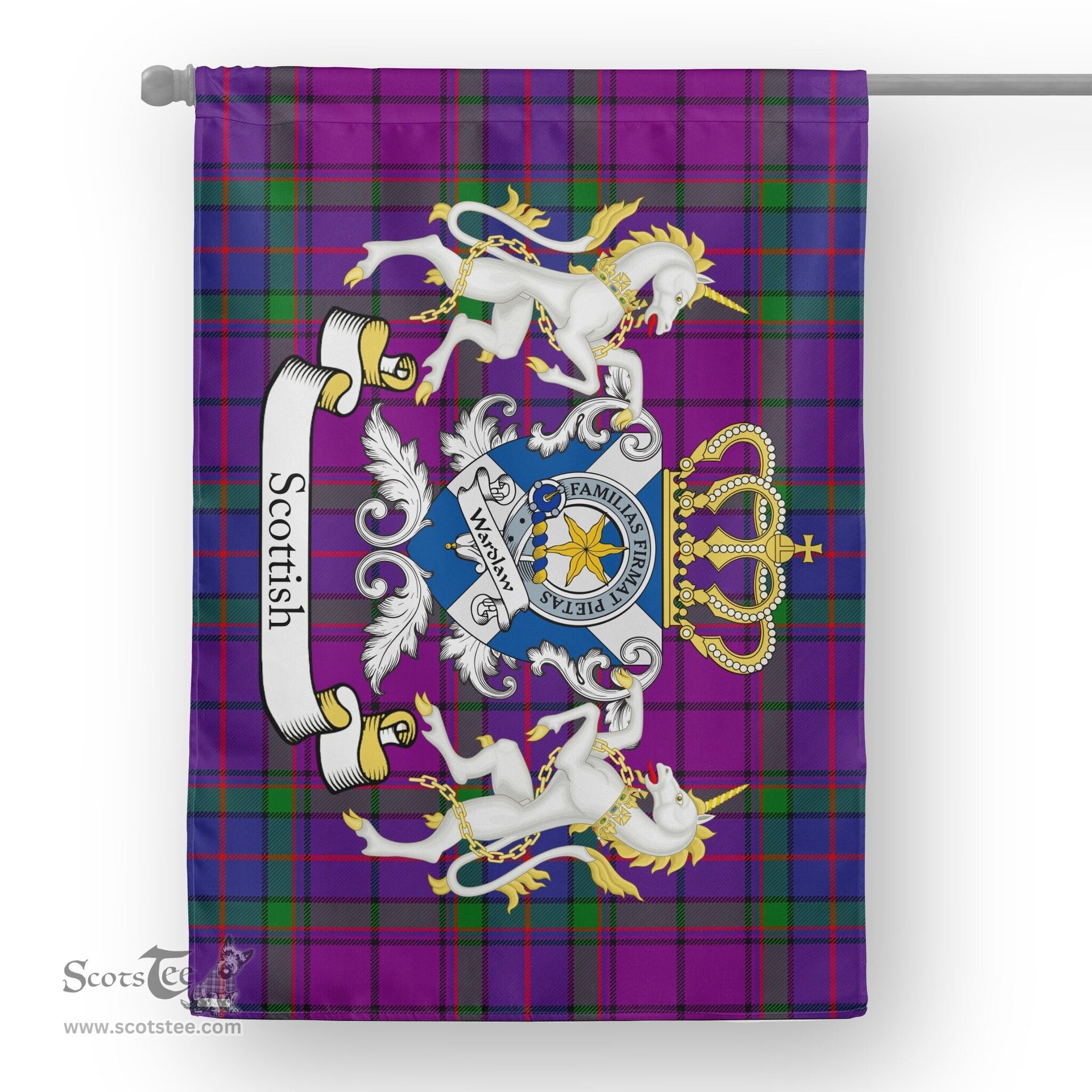 Scotstee Shop Tartan Garden Flag Wardlaw Tartan Flag Clan Badge With Lion Scottish Tartan House Flag