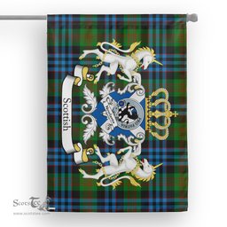 Scotstee Shop Tartan Garden Flag Newlands Tartan Flag Clan Badge With Lion Scottish Tartan House Flag