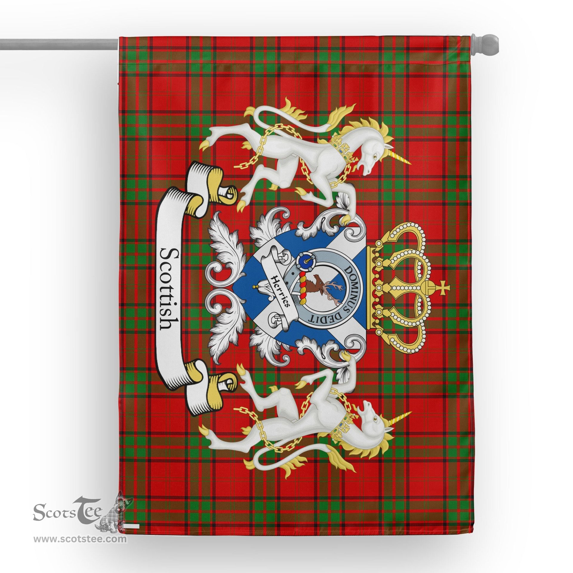Scotstee Shop Tartan Garden Flag Herries Tartan Flag Clan Badge With Lion Scottish Tartan House Flag