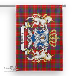 Scotstee Shop Tartan Garden Flag Fraser of Lovat Tartan Flag Clan Badge With Lion Scottish Tartan House Flag