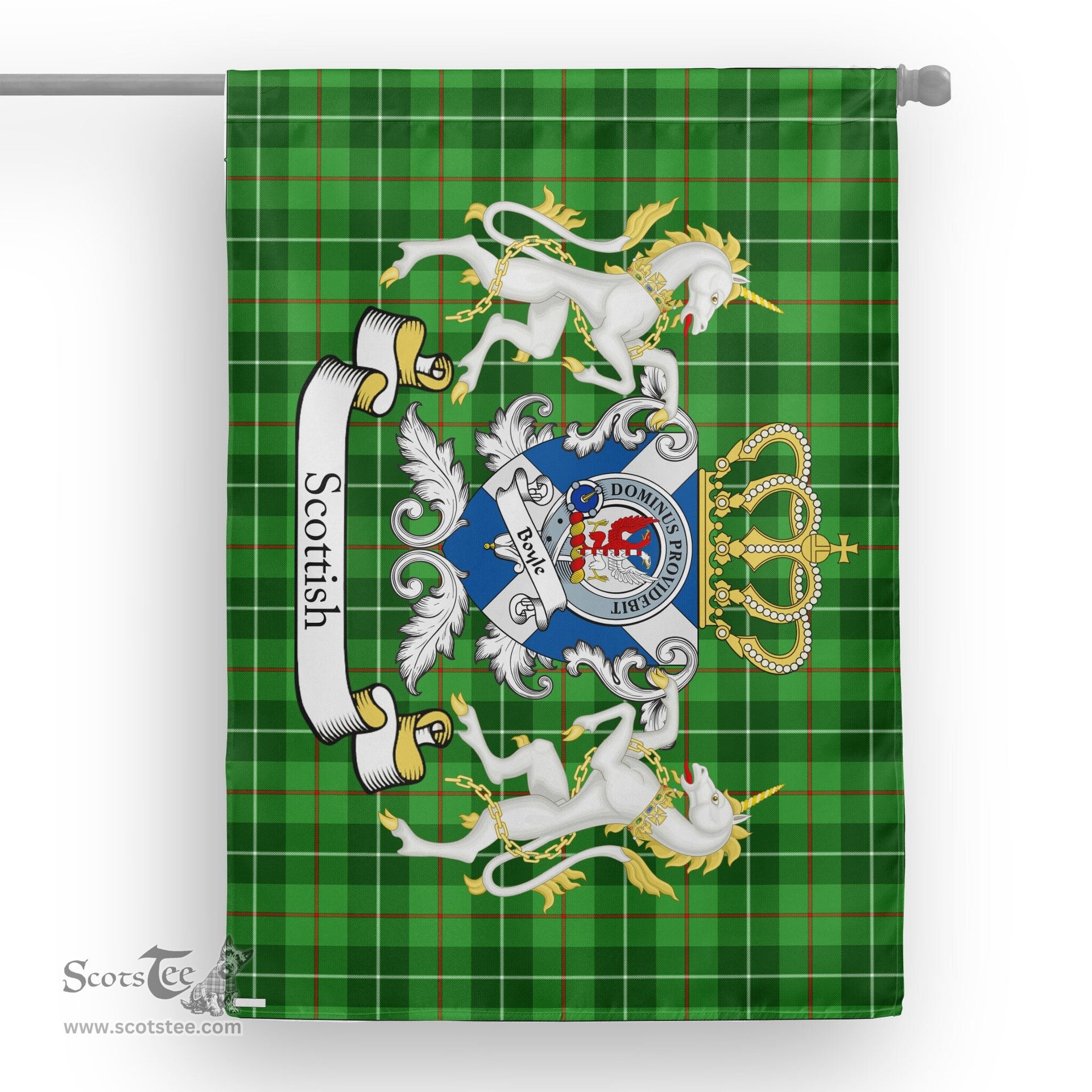 Scotstee Shop Tartan Garden Flag Boyle Tartan Flag Clan Badge With Lion Scottish Tartan House Flag