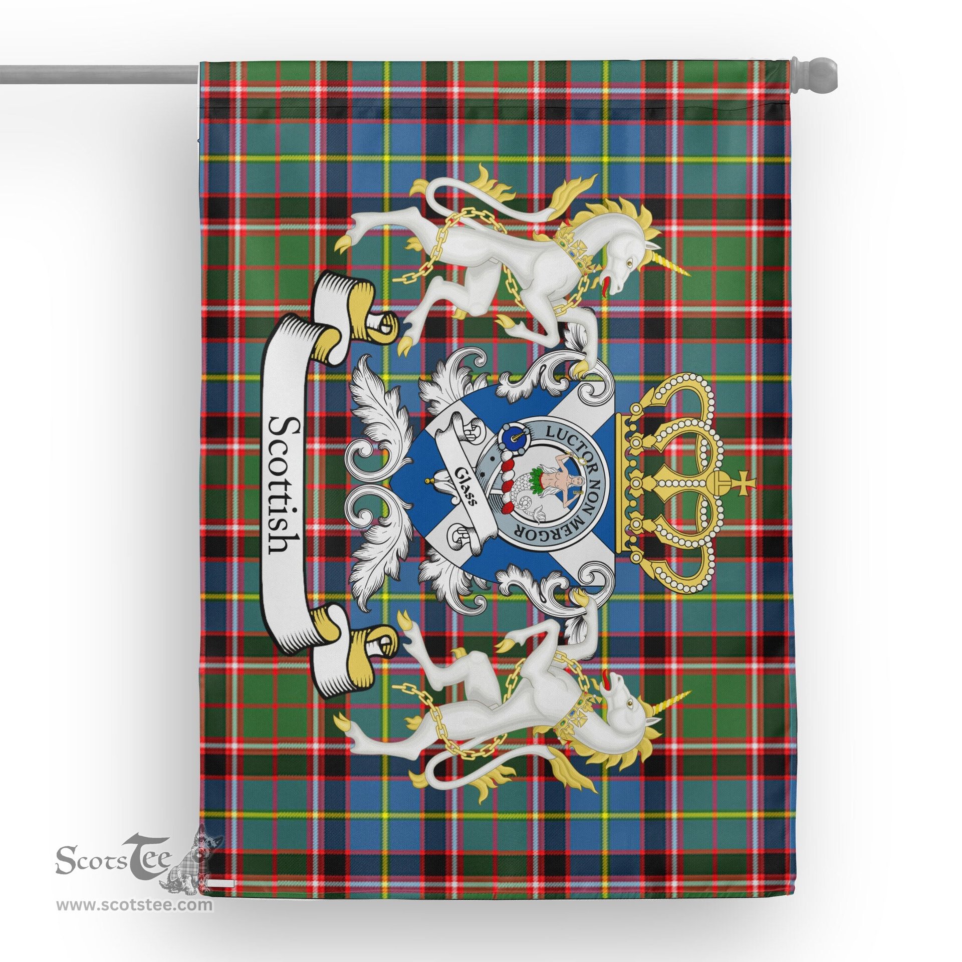 Scotstee Shop Tartan Garden Flag Glass Tartan Flag Clan Badge With Lion Scottish Tartan House Flag