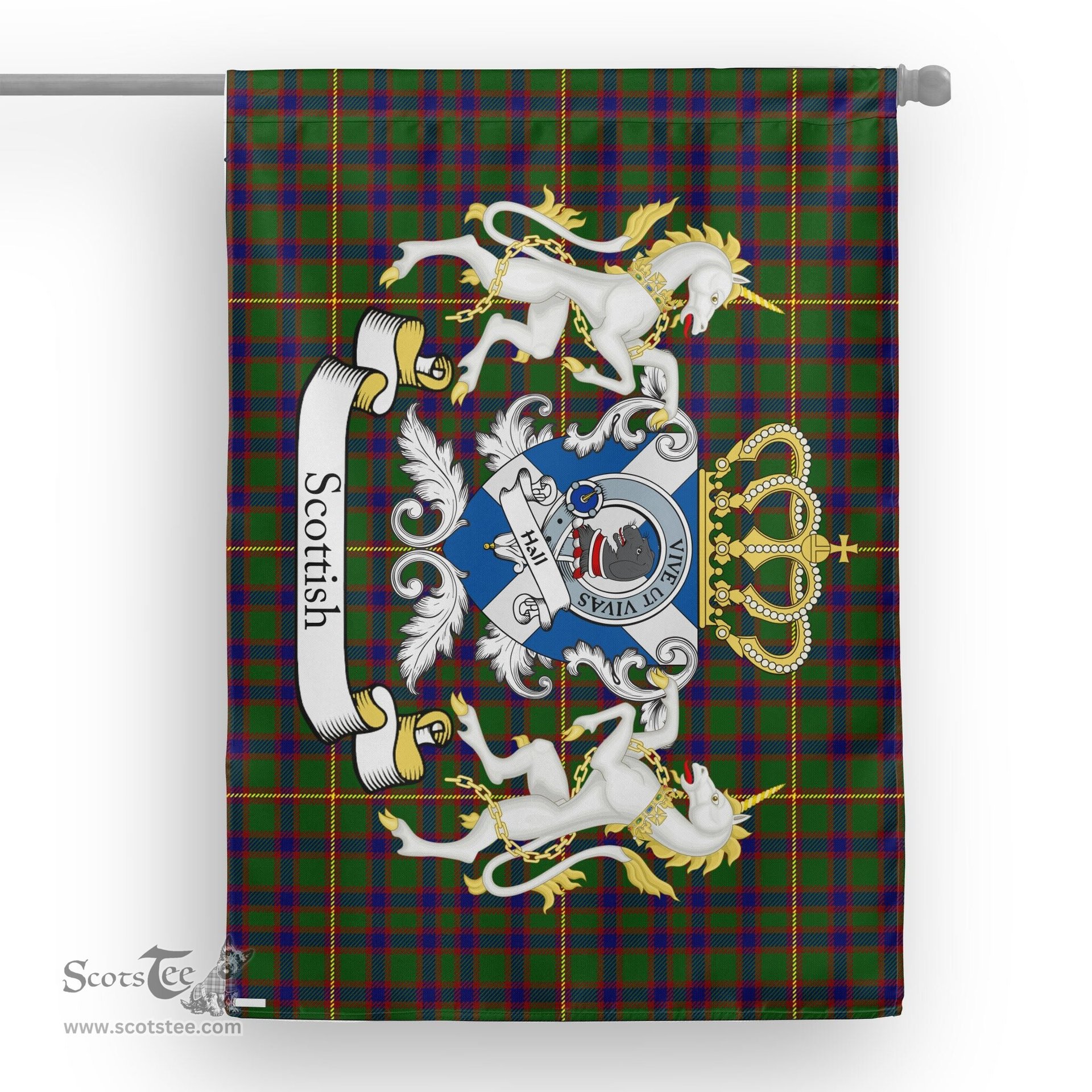 Scotstee Shop Tartan Garden Flag Hall Tartan Flag Clan Badge With Lion Scottish Tartan House Flag
