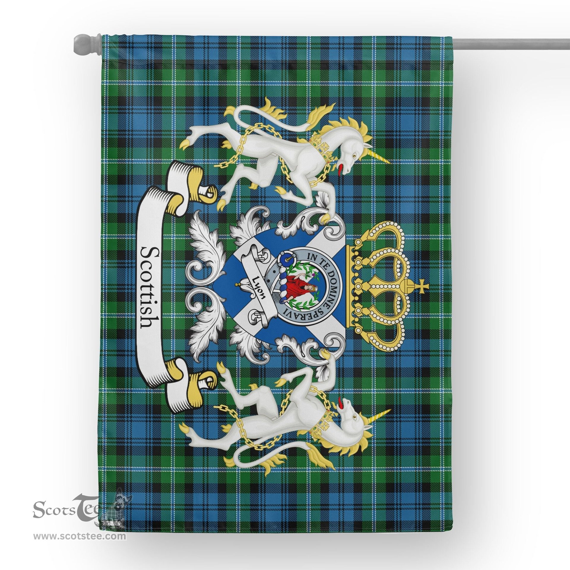 Scotstee Shop Tartan Garden Flag Lyon Tartan Flag Clan Badge With Lion Scottish Tartan House Flag