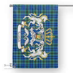 Scotstee Shop Tartan Garden Flag Falconer Tartan Flag Clan Badge With Lion Scottish Tartan House Flag