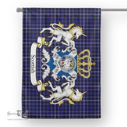 Scotstee Shop Tartan Garden Flag Fleming Tartan Flag Clan Badge With Lion Scottish Tartan House Flag