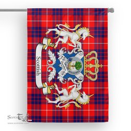 Scotstee Shop Tartan Garden Flag Hamilton Tartan Flag Clan Badge With Lion Scottish Tartan House Flag