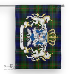 Scotstee Shop Tartan Garden Flag Gunn Tartan Flag Clan Badge With Lion Scottish Tartan House Flag