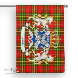 Scotstee Shop Tartan Garden Flag Leask Tartan Flag Clan Badge With Lion Scottish Tartan House Flag