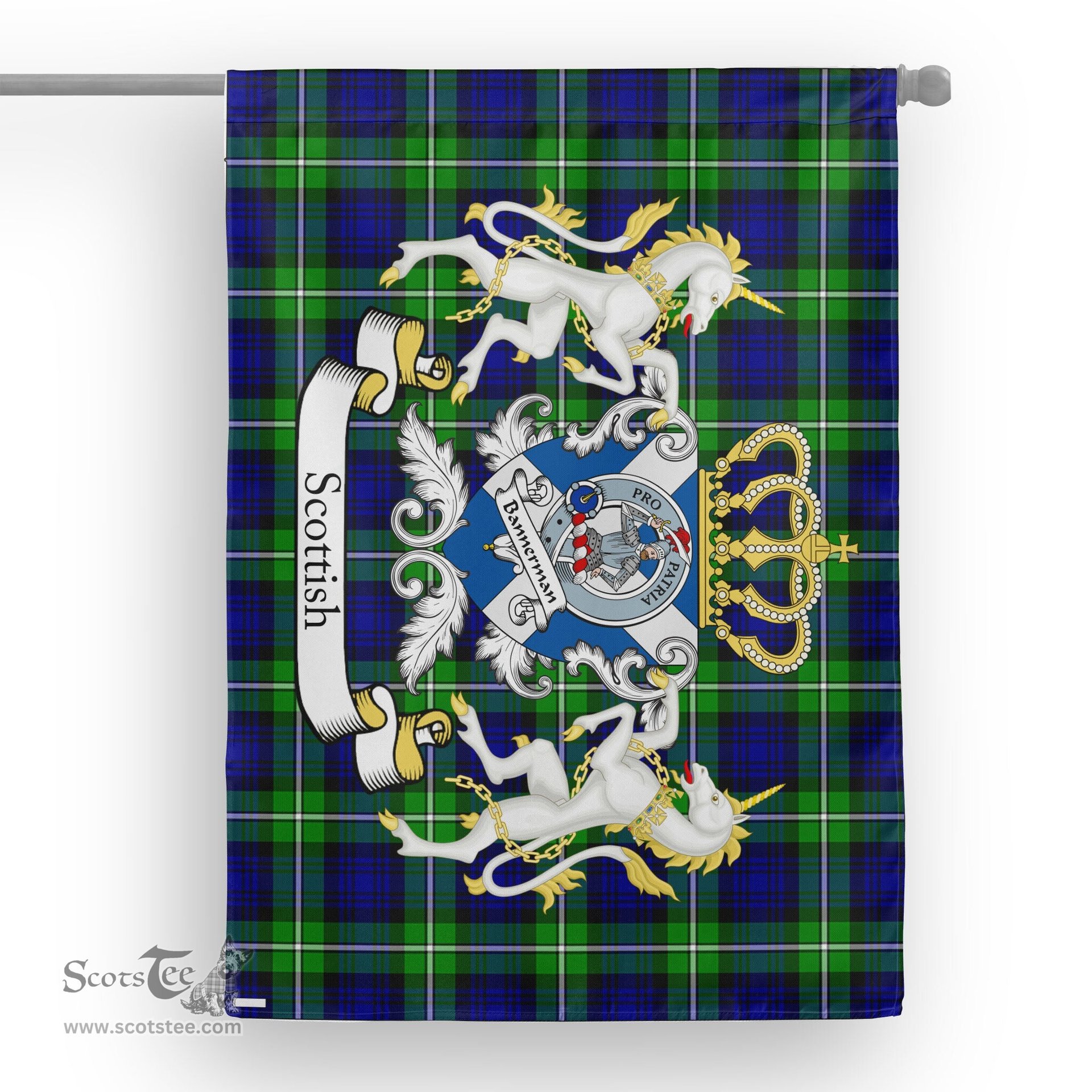 Scotstee Shop Tartan Garden Flag Bannerman Tartan Flag Clan Badge With Lion Scottish Tartan House Flag