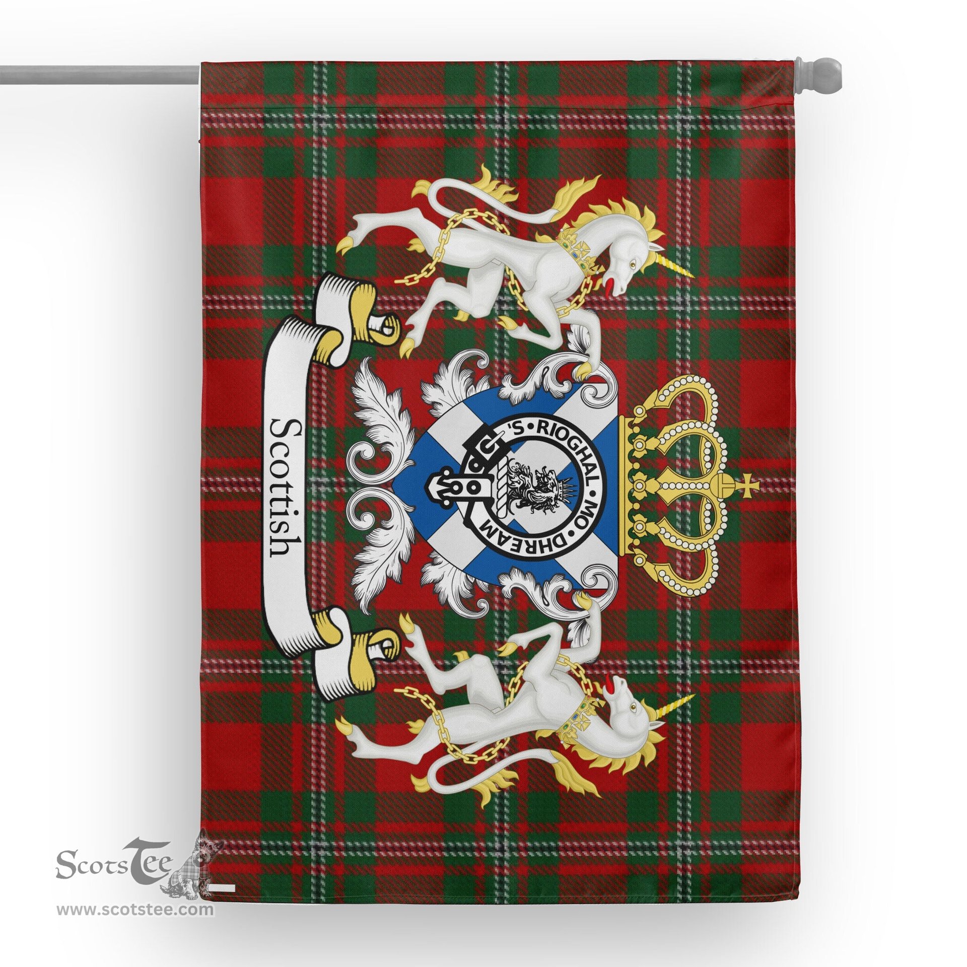 Scotstee Shop Tartan Garden Flag Gregor Tartan Flag Clan Badge With Lion Scottish Tartan House Flag