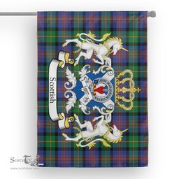 Scotstee Shop Tartan Garden Flag Logan Tartan Flag Clan Badge With Lion Scottish Tartan House Flag